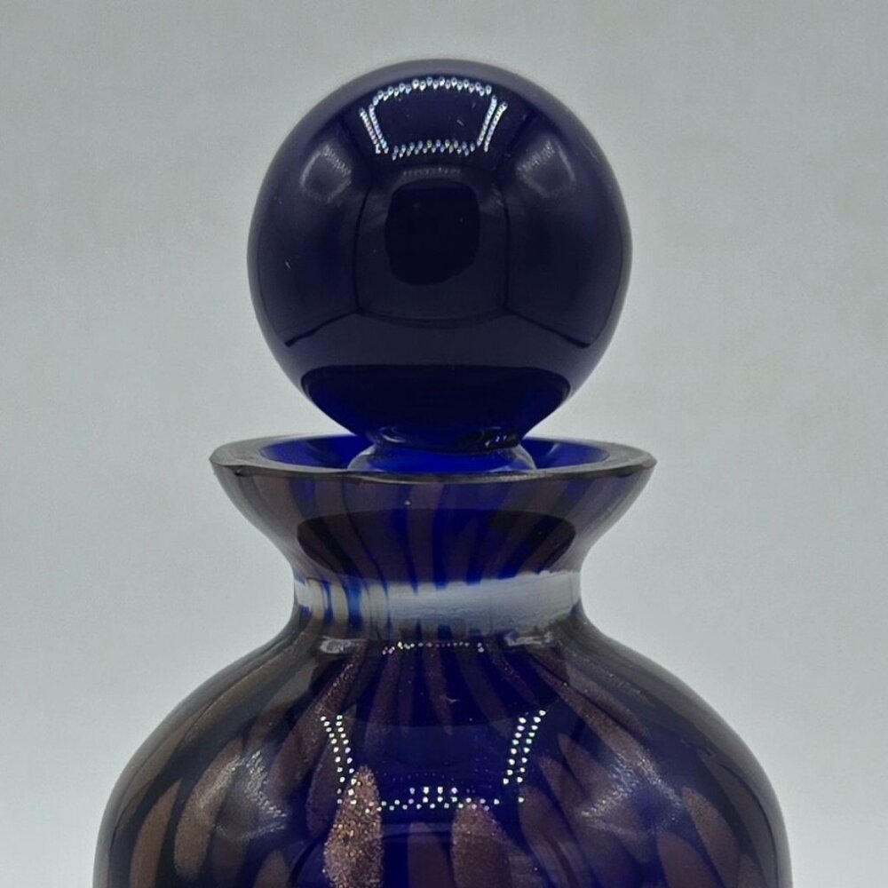 Perfume Bottle - Beautiful Hand Blown Cobalt Blue with Gold Splash